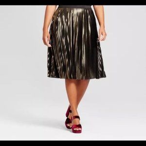 Ava & Viv Black Gold Pleated Elastic Band Skirt
